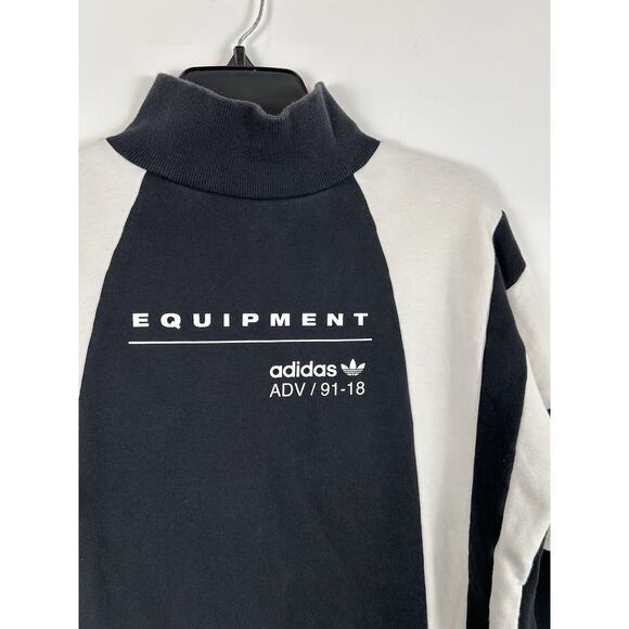 Adidas Equipment Black White Stripe Mock Neck Sweater Sweatshirt Dress Small - Picture 2 of 9